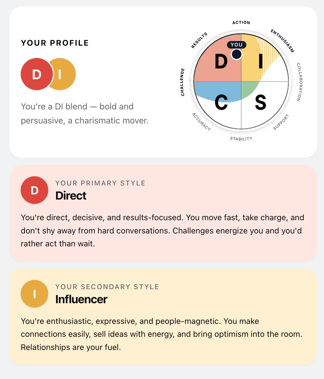 DISC profile result